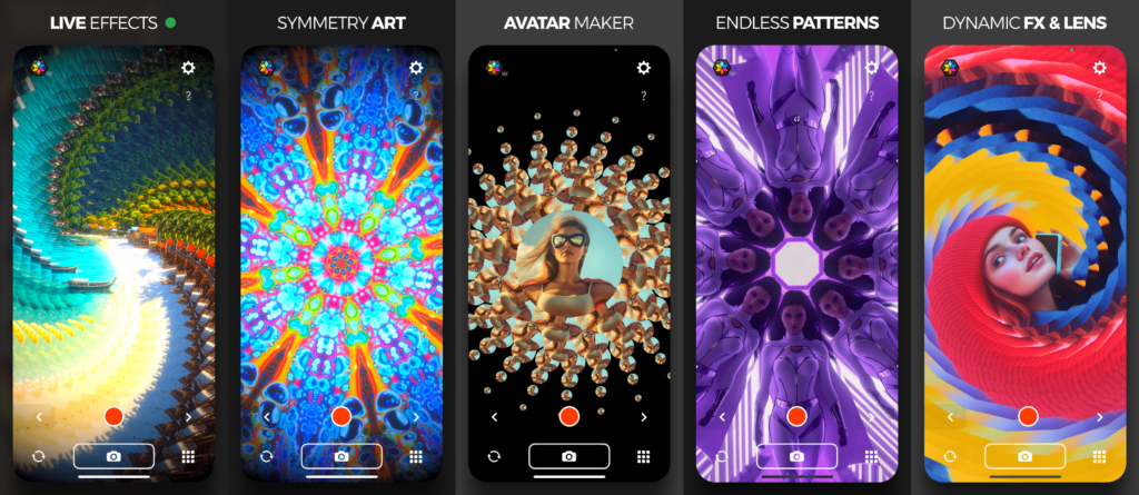 Mirror selfie turned into a kaleidoscope-style pattern on iPhone