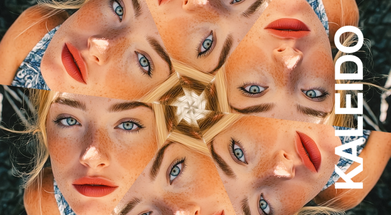 Autumn photo with kaleidoscope lens effect