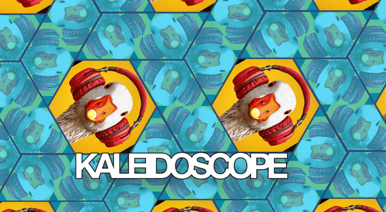 iPhone displaying real-time prism lens camera effect using Kaleidoscope app